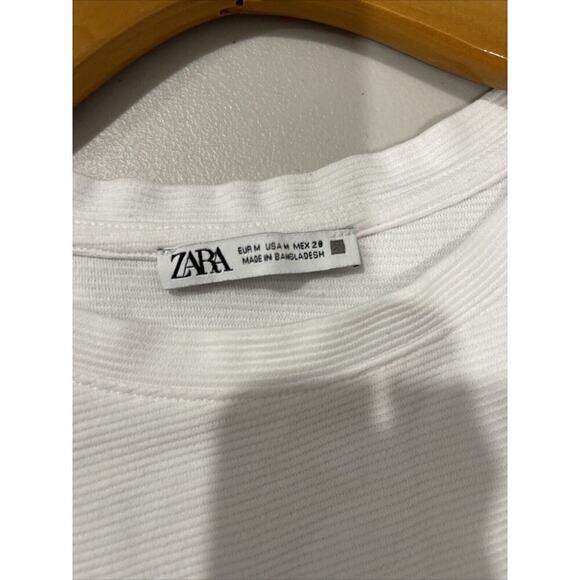 Zara Women M Shift Dress Crew Neck Short Sleeve Cotton Blend Ribbed T Shirt Prep - Picture 9 of 10